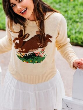 Kiel James Patrick Bunny Sweater Wool Blend Rabbit KJP Easter Spring